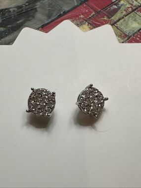 Solid 925 Silver Mens 2ct Diamond Stud Earrings Guys New Round Studs Jewelry